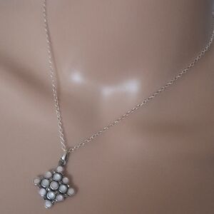 Sterling Silver Necklace with Mother Of Pearl And Marcasite Accents
